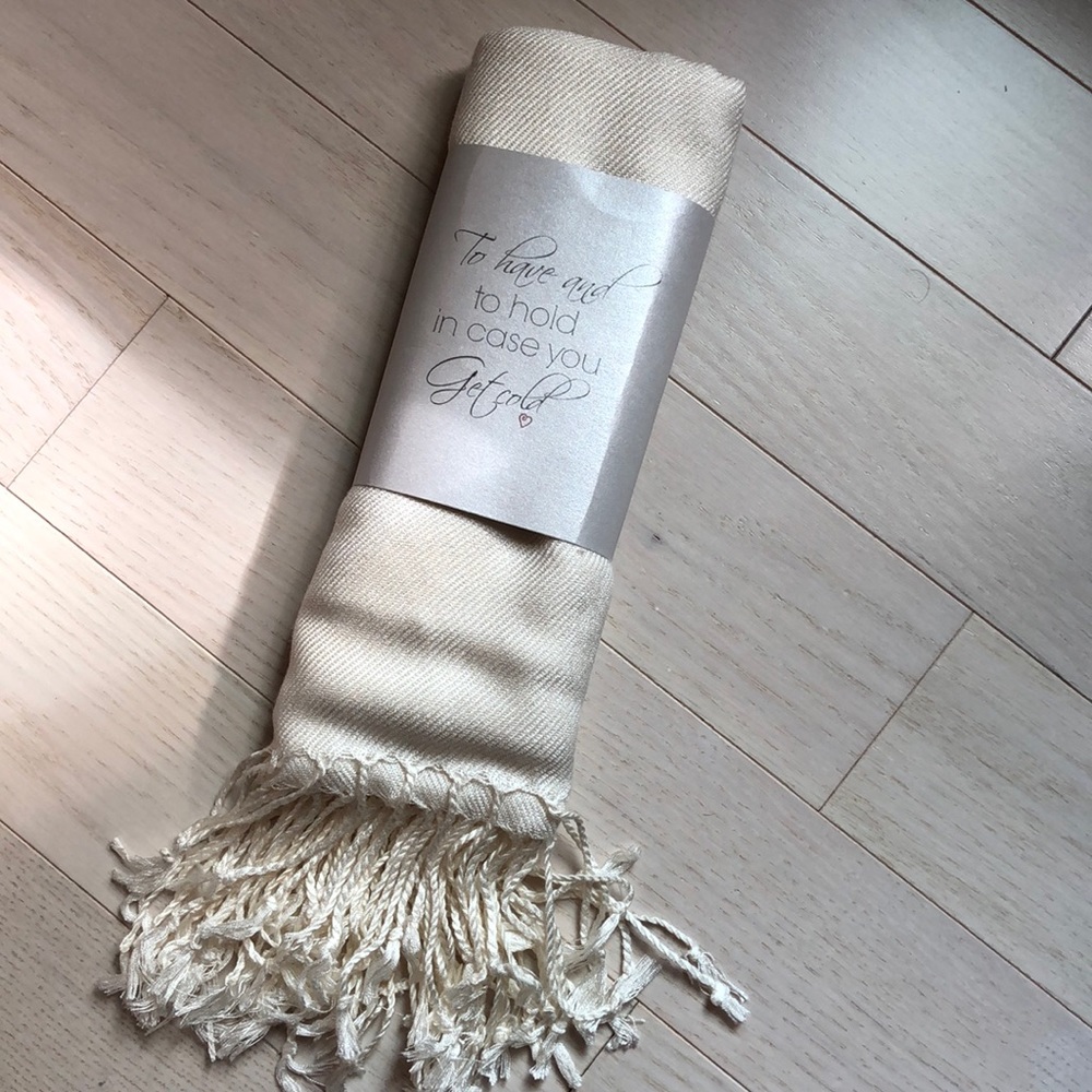 Cream colored wrap bridesmaid gift